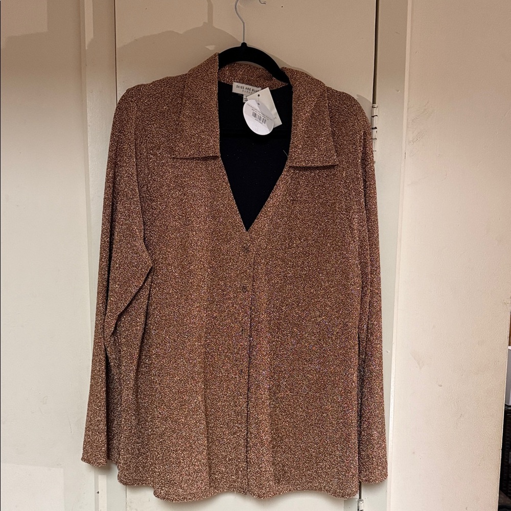 Skies Are Blue Shimmery Copper-Brown Long Sleeve Camisole